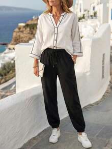 Cottnline Women Sweatpants Lounge Black - Black - View 4