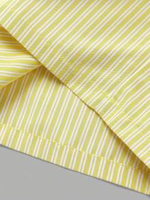 SHEIN Tween Girl Striped Camisole And Pants Set, Yellow - Yellow - View 4