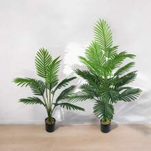 Large Artificial Palm Trees, Realistic Green Plants, Plastic Monstera, Large-Leaf Areca Palms, Tropical Cycas-Perfect For Home, Office, Parties, And Outdoor Decor - Green - View 4