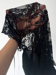 EgrlEra Sexy Lace Cutout Strap Design Women T-Shirt - Black - View 8