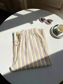 Comfortcana Women's Striped Print Knotted Casual Versatile Pants - Multicolor - View 5