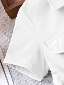 Elladie kids Vestido corto de verano para niñas con cuello de volantes elegante, manga corta y cinturón - Blanco - Ver 5