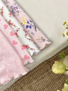 LMoss Kids Bộ quần áo thường ngày dệt kim họa tiết hoa chấm bi trái tim cho bé gái gồm 4 món. - Nhiều màu - Xem 7