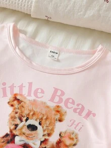 SHEIN 女童可爱考拉印花短袖短裤睡衣套装 - 彩色 - 查看 3