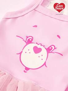 Care Bears X PETSIN 1件猫狗通用服装，粉色吊带连衣裙，印有可爱小熊图案，春夏薄款公主风宠物连衣裙 - 粉色 - 查看 5