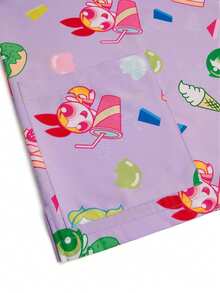 PopScrub THE POWERPUFF GIRLS X SHEIN 女士甜点印花V领短袖医用工作服，卡通IP联名款 - 彩色 - 查看 6