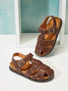 Mini mi Girl's Fashion Comfy Fisherman Sandals - Coffee Brown - View 3