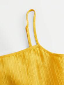Tween Girl Casual Tropical Vacation Bright Yellow Camisole Dress - Yellow - View 3
