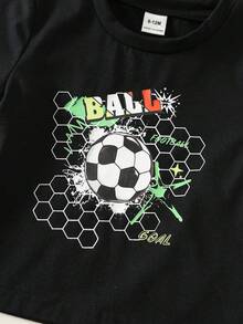 SHEIN Set de 2 piezas de camiseta y pantalones cortos deportivos informales con estampado de teñido anudado para bebé niño, adecuado para primavera y verano - Multicolor - Ver 7