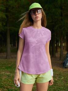 Exploreva Camiseta rosa de malla transpirable para deportes al aire libre para mujer - Morado - Ver 6