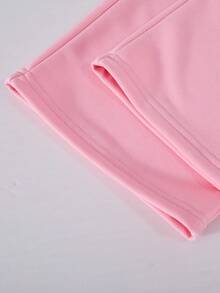 2pcs/Set Girls' Letter Embroidered Vest Top And Wide Leg Sweatpants,Pink Summer Casual Gym Sports & Casual Style For Vacation Gatherings - Yellow - View 5