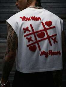 AXEPEAK Men's Round Neck 3D Letter Graphic Casual Versatile Daily Wear Top - White - View 3