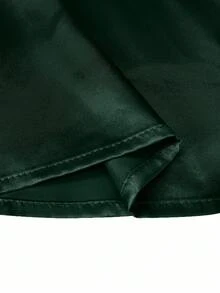 GlowEve CURVE Plus Size Women's Elegant Shawl Neck Belted Solid Color Shirt, Spring/Autumn - Dark Green - View 5
