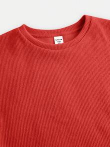 Tween Girls' Basic Casual Solid Color Knit Sleeveless Top And Pants Set, Spring/Summer - Red - View 6