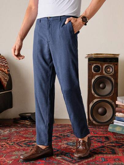 VeloEdit 男士纯色口袋直筒宽松休闲西装裤 Old Money