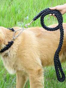 2pcs/Set Woven Pet Collar And Leash, Shockproof Rope, Different Sizes Of Buckles, Suitable For Dogs And Cats Of All Sizes To Go Out - Black - View 2