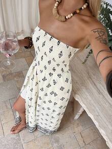 DAZY Women's Loose Casual Sexy Beach Golf Vacation Jumpsuit, Suitable For Spring And Summer Boho White - Beige - View 5