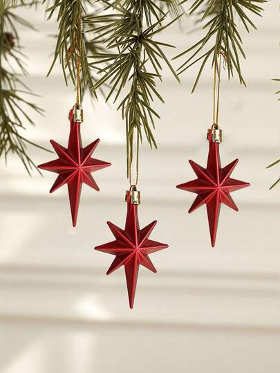 12 PCS Small Plastic Unique Hanging Decorative Star Shape Multicolor Pendant Ornaments Christmas Home Office Holiday Party Decor Supplies Photography Accessory Tree Decoration Spray Painted Retro