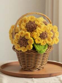 1pc Artificial Crochet Sunflower, Fake Flower, Desktop Decor, Wall Decor, Suitable For Birthday, Anniversary, Mother's Day, Christmas, Events And Home Decoration, Valentine's Day Gift - Multicolor - View 22