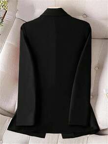 GlowEve CURVE Plus Size Solid Color Formal Blazer Jacket Fall Cloth For Women Autumn - Black - View 2