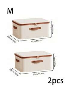 1/2 Packs Zippered Fabric Storage Box, Foldable & Washable Closet Organizer, With Handle (Beige) - Beige - View 5