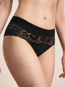 SHEIN Lace Triangle Panties For Women Lingerie - Black - View 6