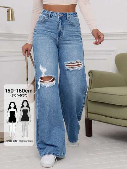 Jeanoix Petite Quần jeans ống đứng kiểu Y2K dành cho nữ