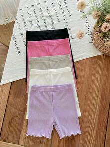 SHEIN LMoss Kids 5件套女童纯色针织打底裤套装 - 彩色 - 查看 3