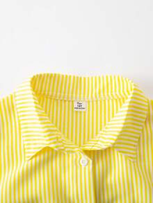 Teen GirlCasual All-Match Versatile Daily Commute Slim Fit Cropped Short Sleeve White Shirt - Yellow - View 13
