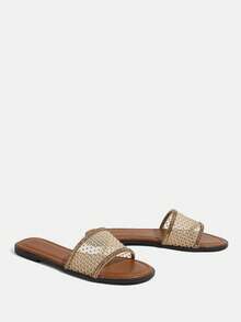 CUCCOO TILAWA Ladies, Buckles, Trim, Flat Sandals Summer Shoes - Brown - View 3