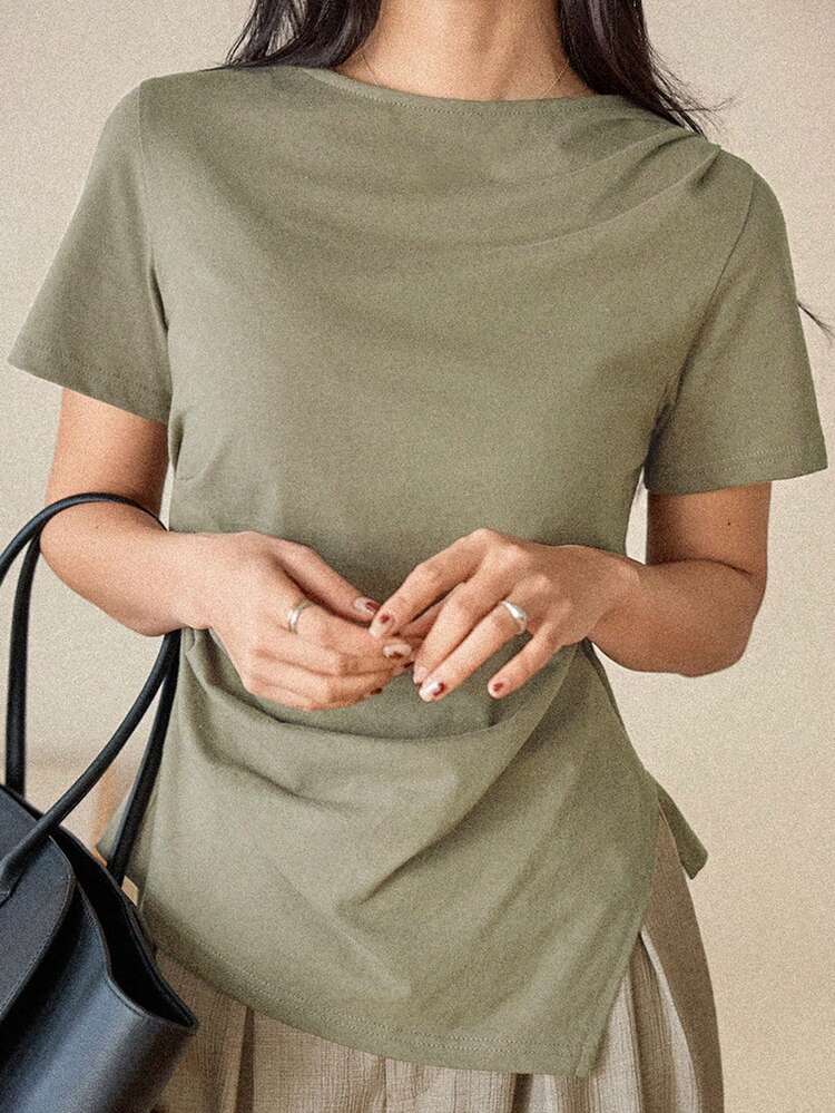 Spring & Summer Loose Casual Chic Valentine's Day Fitted Office Polo Collar "Old Money" Women T-Shirt