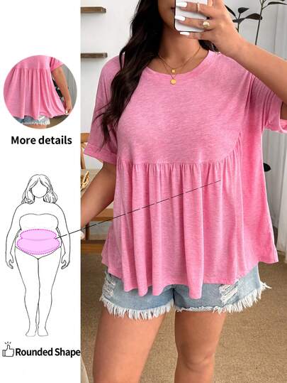 Enliva Áo thun nữ cỡ lớn, thích hợp cho lễ hội âm nhạc, kỳ nghỉ biển, phong cách bohemian, dáng rộng, co giãn, kiểu búp bê.