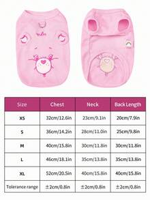 Care Bears X PETSIN 1 chiếc áo đa năng cho mèo/chó, áo vest màu hồng hình gấu dễ thương với tai ba chiều, mỏng nhẹ thoáng khí cho thú cưng mùa xuân và mùa hè, có dây rút và khóa cài. - Hồng - Xem 3