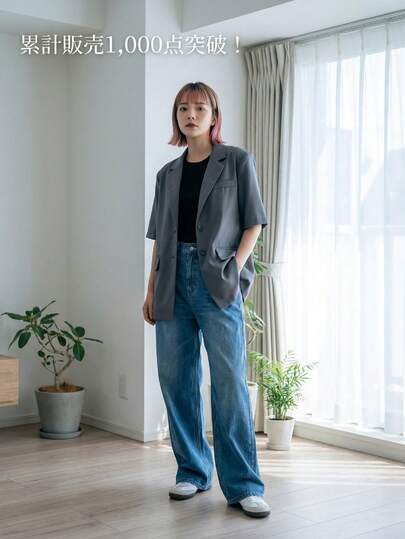 Livesso 短袖休闲女士西装外套，秋季商务装