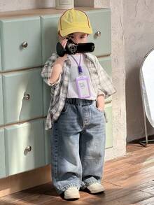 Dazy Kids 男童水洗休闲做旧牛仔裤 - 藍色 - 查看 7
