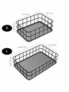 1PC Large Capacity Wrought Iron Metal Mesh Design Easy Viewing Modern Nordic Style Storage Basket Organizer For Office Supplies Cosmetics Vanity Desktop Shelving Home Decor Sturdy Space Saving Black White Gold - Gold - View 2