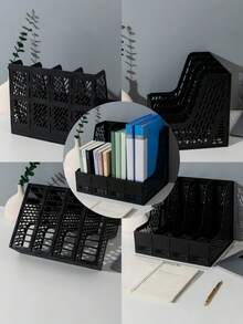 4 Tier For A4 Letter Sturdy Plastic Space Saving Desktop Black File Document Organizer Desk Rack With Storage Box Office School Home Supplies Paper Letter Tray Folder Holder - Multicolor - View 12