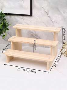 1 Piece Wooden Desktop Multi-Layer Storage Display Stand, Optional Layers, For Action Figures, Succulents & Green Plants - Wood Color - View 8