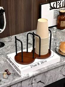 1 pieza Soporte de madera multifuncional para tazas y vasos, organizador y estante de almacenamiento para tazas de café y té, color marrón rústico, antideslizante, para mostrador de cocina, estación de café, decoración del hogar y uso diario - Multicolor - Ver 8