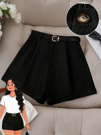 GlowEve CURVE Große Größen einfarbige Taillenbund Lässig Mode Shorts für den Sommer