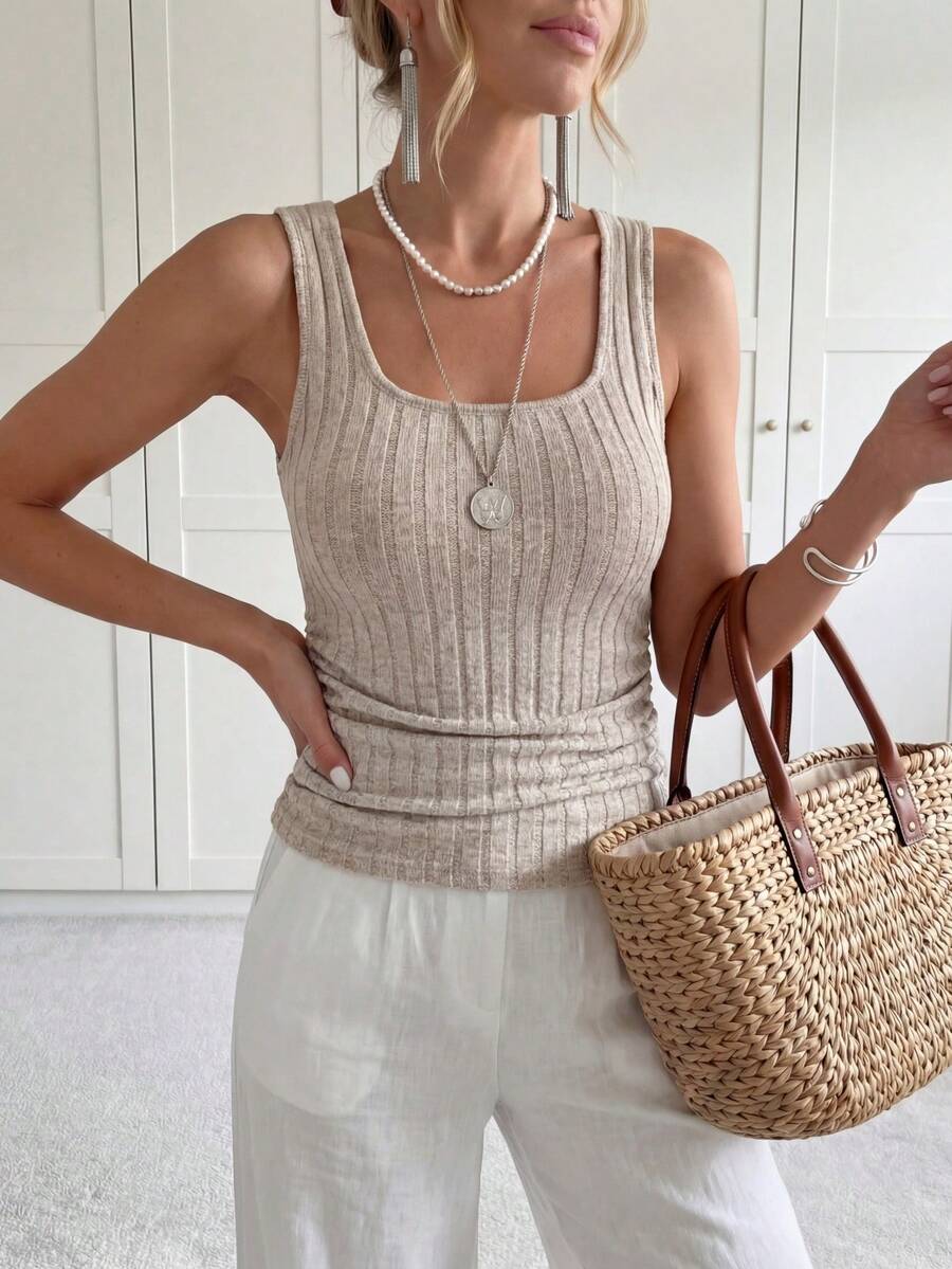 SHEIN LUNE 家庭装女士修身舒适背心，四季皆宜