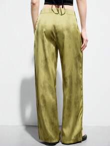 Aveloria Modichic Gradient Brush Print Abstract Metallic Pleated Loose Straight Leg Pants, Urban Minimalist Commute Casual Vacation Versatile, Spring/Summer - Multicolor - View 2