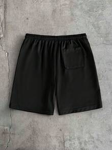 AXEPEAK Quần short nam in hình Chúa Giêsu Thánh Tâm, cạp chun có dây rút và túi hai bên. - màu đen - Xem 2