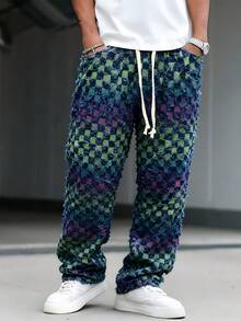 Manfinity EMRG American Checkered Denim Jeans With Tassels - Multicolor - View 6