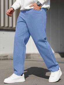 EGENSIO Jeans casuales de uso diario para hombres con bolsillos y botones - Azul - Ver 6