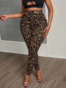 Slaydiva Quần legging cạp cao họa tiết da báo thời trang dành cho người có thân hình đầy đặn. - Nhiều màu - Xem 4