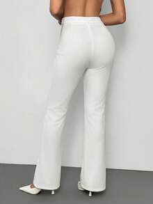 SHEIN Tall Quần nữ chấm bi đen trắng, phong cách công sở tối giản, đơn giản, gợi cảm và thanh lịch, thích hợp cho việc đi làm. - trắng - Xem 2