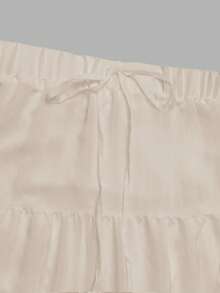 SHEIN EZwear Women's Casual Vacation Multi-Layer Cake Skirt, Suitable For Summer - Apricot - View 4