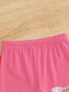 Bộ đồ 2 món in hình quả anh đào, áo tay ngắn và quần short màu hồng cánh sen cho bé gái, thích hợp cho mùa xuân và mùa hè. - Nhiều màu - Xem 5