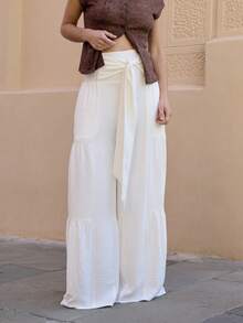 Nöista 腰部有细节设计的阔腿裤 - 白色 - 查看 3